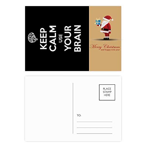 Cartes postales Keep Calm Use Your Brain Black Père Noël pour éviter les vœux ennuyeux