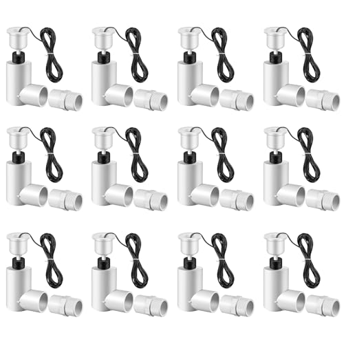 12 Pack SS2 Float Switch for Easy Installation, AC Float Switch with 3/4 Inch Adaptor and 6ft wire, Water Level Accessory for Hvac System with Condensate Overflow Detection
