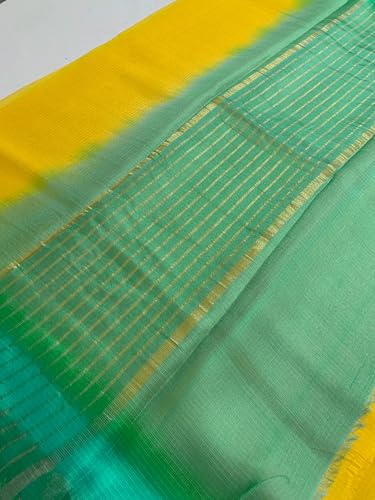 Image of Women's Bhagalpuri Pure Kota Doria Silk Net Saree With Temple Zari Border and Running Blouse Piece