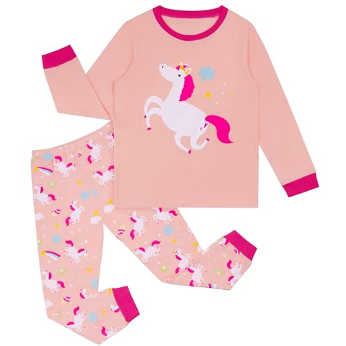 Hoseay Kinder Schlafanzug Mädchen Baumwolle Langarm Einhorn Oberteile und Hosen Pyjama Set Weich 2-Teiler Nachtwäsche Kinder Freizeitkleidung Hausanzug kinderkleidung 6-7 Jahre Gr.116-122, Rosa Hoseay Kinder Schlafanzug Mädchen Baumwolle Langarm Einhorn Oberteile und Hosen Pyjama Set Weich 2-Teiler Nachtwäsche Kinder Freizeitkleidung Hausanzug kinderkleidung 6-7 Jahre Gr.116-122, Rosa
