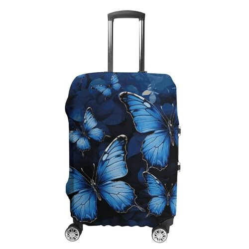 Dark Blue Butterflies Luggage Cover, Washable Elastic Suitcase Cover Protector Fit 18-32 Inch Luggage
