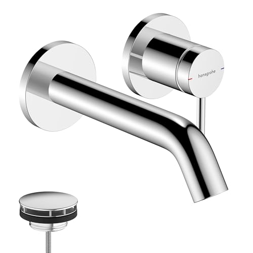 hansgrohe Tecturis S - Waschtischarmatur Unterputz für Wandmontage, Wasserhahn Bad mit Auslauf Länge 16,5cm, Mischbatterie Waschbecken wassersparend (EcoSmart+), Chrom