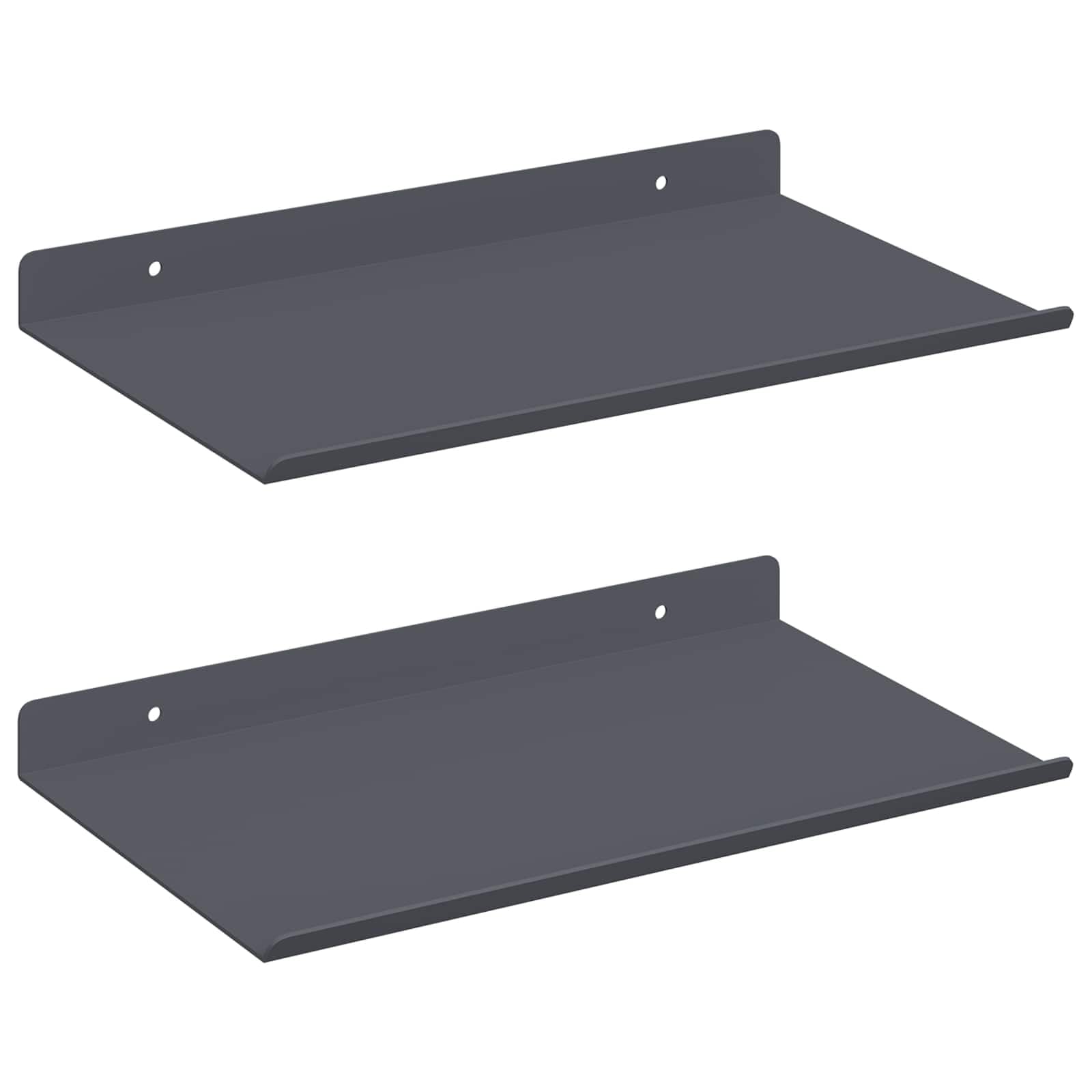 Étagère flottante lot de 2 étagère murale métal anthracite 30x18cm support rangement suspendu