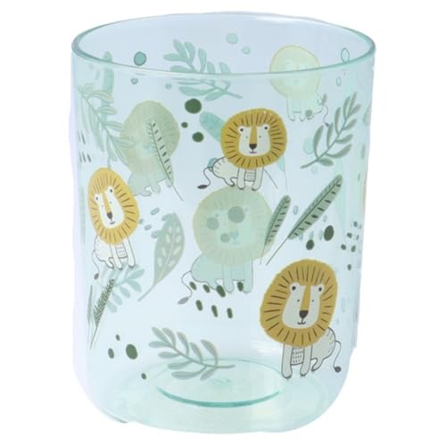 PARSA Beauty Zahnputzbecher Kids Safari Blauer Zahnbürstenbecher mit süßen Safari-Prints Hygienisch praktisch leichte Reinigung stilvoll für Kinder Fassungsvermögen 200 ml 6 5 x 6 5 x 8 cm