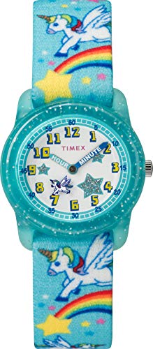 Timex Timex Kids Analog 28mm Elastic Fabric Strap Watch, Reloj de pulsera para Unisex niños, Azul (Blue Unicorn)