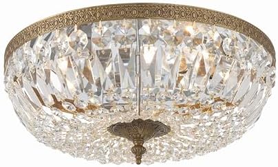 Crystorama 3 Light Clear Hand Cut Olde Brass Flush Mount