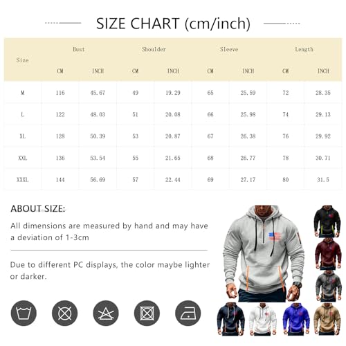 Men's Quarter Zip Hoodies Drawstring Plus Size Casual Hooded Pullover with Pockets Gym Slim Fit Long Sleeve Sweatshirt3