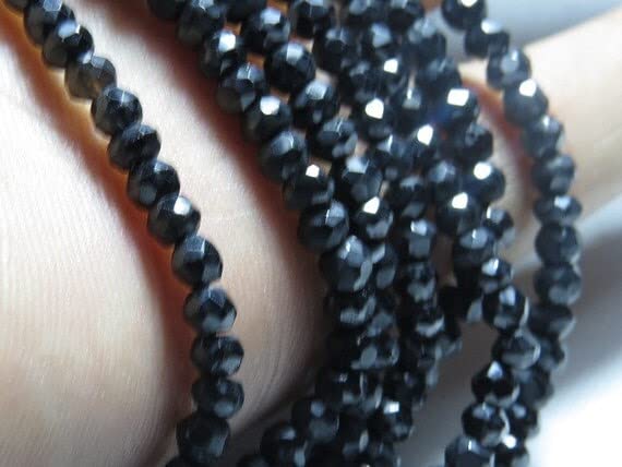Spinelle noire perles rondelles facettées LKBEADS 3,5mm pour création bijoux fait main