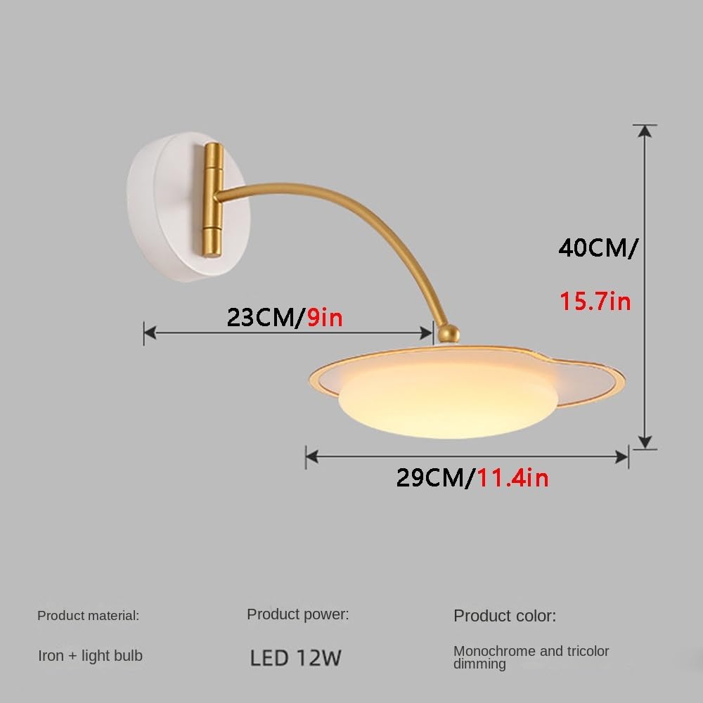 Lampa ścienna LED z możliwością ściemniania, obrotowa lampa ścienna z akrylowym abażurem, przewodowa lampa ścienna do sypialni, korytarza, schodów, balkonu, hotelu.