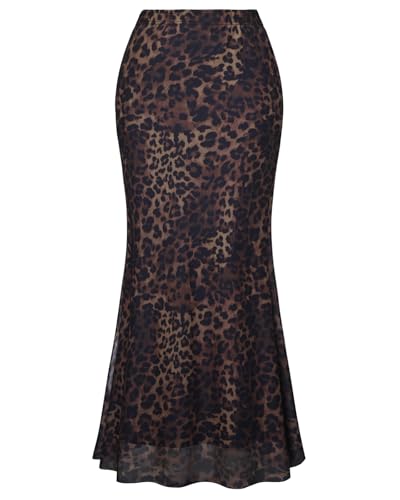 Amy Babe Women's Gothic Mesh Maxi Skirt Elastic High Waisted