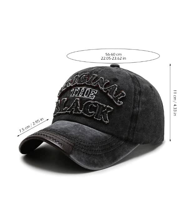 Image of Unisex Vintage Washed Cotton Baseball Cap - Distressed Adjustable Dad Hat with 3D Embroidery, Retro Sun Protection Sports Visor Casual Travel Cap for Men & Women