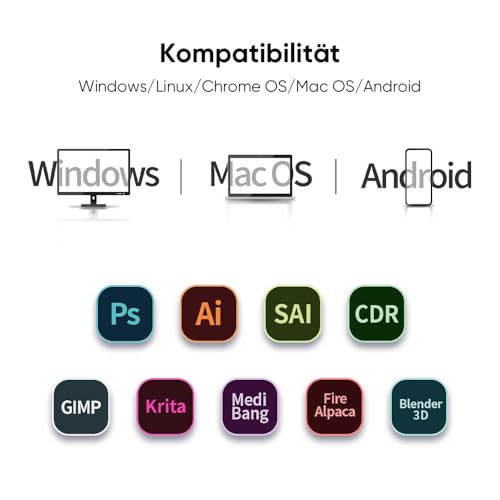 XPPen Deco 01 V3 Grafiktablett, 10x6,25 Zoll, Stift Tablett mit 16K Druckstufen Stift, 60° Neigung, für Fotobearbeitung, Lernen und Arbeiten
