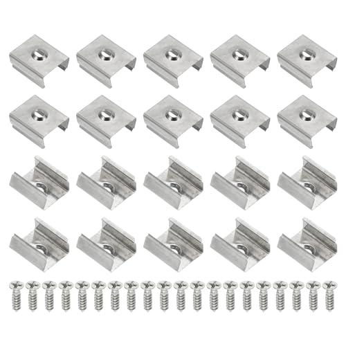 Image of PATIKIL LED Strip Clips, 60pcs Stainless Steel Mounting Brackets Fixing Clip Clamp Support Holder with Screws for 13mm to 15mm LED Strip Lighting Cable