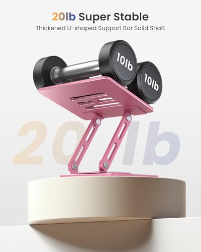 Image of LOXP Metal Tablet Stand, 360 Rotating iPad Stand with Heavy-Duty Base, Tablet Holder Compatible with 4.7-16.9 inch Device, iPad Pro Air Mini, Kindle, Surface Tablet, Portable Monitors - Pink
