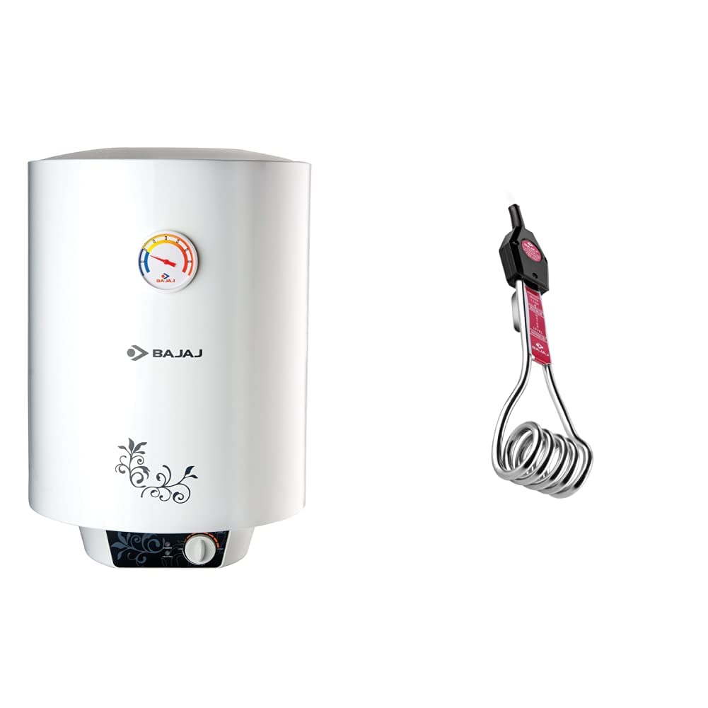 Buy Bajaj New Shakti Storage 15 Litre Vertical Water Heater, White, 4 Star  u0026 1500-Watt Immersion Heater with 16A Plug Type Combo Online at Low Prices  in India - Amazon.in