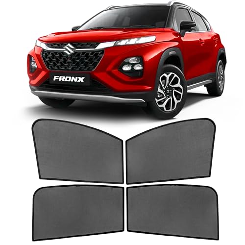 Image of Autostory Custom Fit Black Mesh Car Sunshade for Fronx | UV & Heat Protection Car Window Curtains | Privacy Car Sun Shade | Breathable Vehicle Specific Side Window Shades