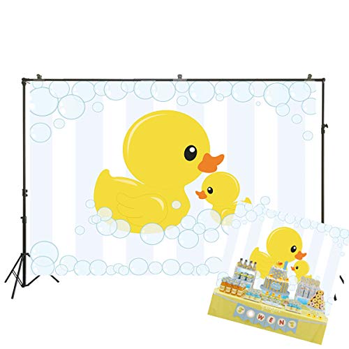 7x5ft Photography Background Cute Little Yellow Duck Theme Baby Shower Bubble Backdrop Ducky Party Event Decorations Banner Pictures Photo Booth Props W-1985