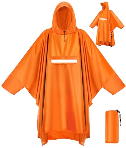 VOBUKE Poncho Pluie Imperméable avec Capuche et Poche - Cape de Pluie Réutilisable et Légère pour Randonnée, Camping et Vélo