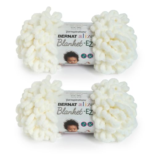 Image of Bernat Alize Blanket-EZ Chunky Yarn for Hand Knitting, Cream 2-Pack | #7 Jumbo Yarn, 100% Polyester, Super Soft Looped Crochet Yarn for Hand Knitting, Beginners & DIY Crafts, 18yds per skein
