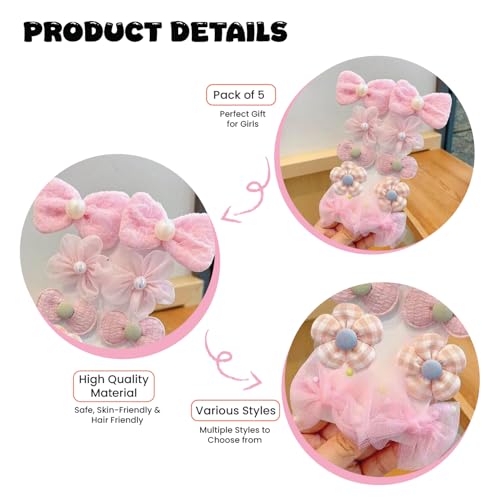 Image of SYGA 10-Piece Baby Hair Clip Set for Girls Adorable Bow and Flower Designs Hair Pin Soft, Lightweight, and Stylish - Light Pink