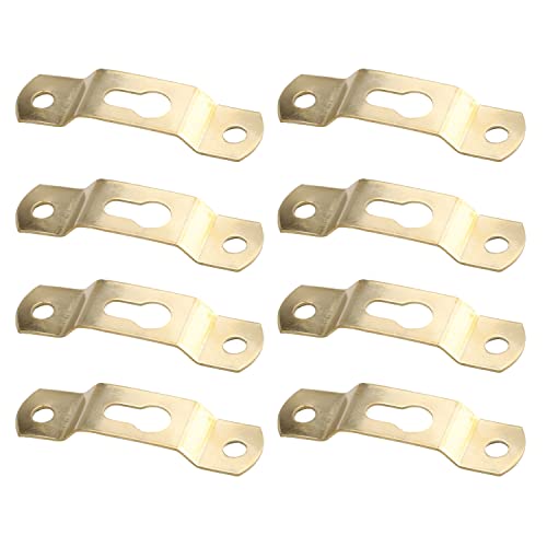 Yinpecly Single Hole Hook 49 x 13mm Iron Keyhole Hanging Plate Hardware with Screws, for Home Decoration Hanging Clock Paintings Artwork Creative Picture Frame Photo Gold Tone 50pcs
