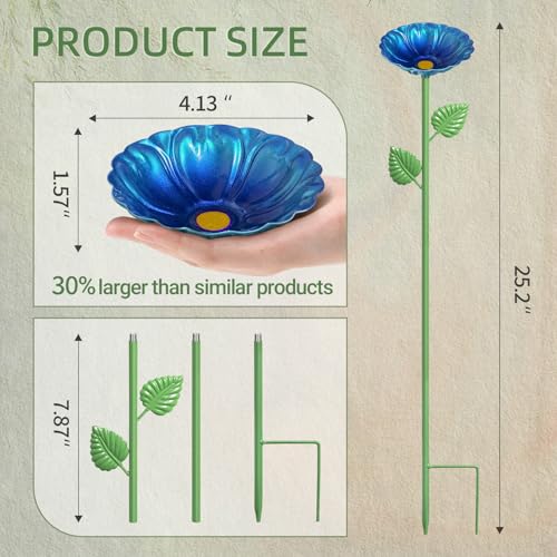 4Pcs Bee Watering Station, Metal Bee Waterer with Flower Design, 4.13\" Butterfly Bee Bath Bowl & Bird Feeders, Colorful Pollinator Water Station for Outdoor Garden Decor (Red,Green,Blue,Yellow)