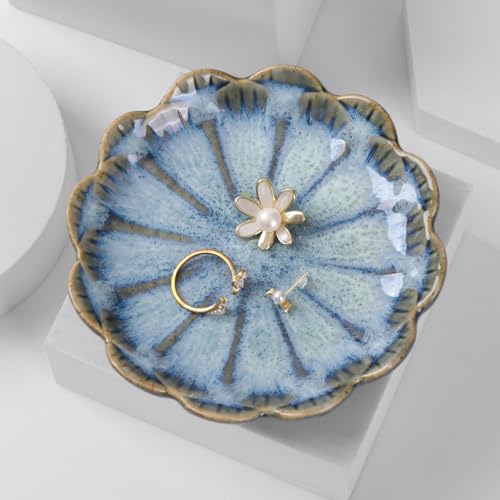 ALXBSONE Keramik-Schmuckschale, Lotusblüte-Schmucktablett,...