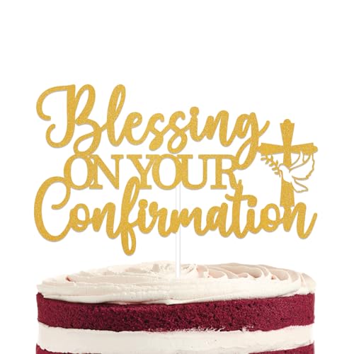 Blessing On Your Confirmation - Decoración para tartas de primera comunión, decoraciones religiosas para tartas de bautizo, bautizo, boda, baby shower, decoración de fiesta, purpurina dorada