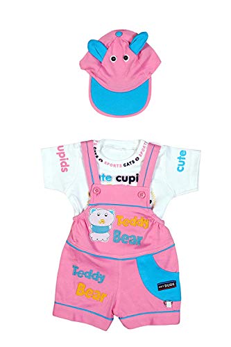 Image of Baby Boy's And Baby Girl's Dungaree Set /Romper Set with T-Shirt And Cap