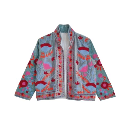 Handmade Suzani Embroidered Velvet Jacket, Luxurious Statement Coat, Fashion Wear Gift for Fashion Lovers, Pure Velvet