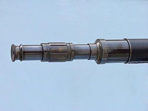 Nauticalmart Admirals Floor Standing Oil Rubbed Bronze with Leather Telescope 60"