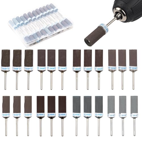 Dremel���[�^���[�c�[���p�T���h�y�[�p�[�X�e�B�b�N24�{�Z�b�g 1/8�C���`(3mm)�V�����N�t�� 180/240/400/600/800/1000/1500/2000�O���b�g �؍ރv���X�`�b�N�����K��������/����p