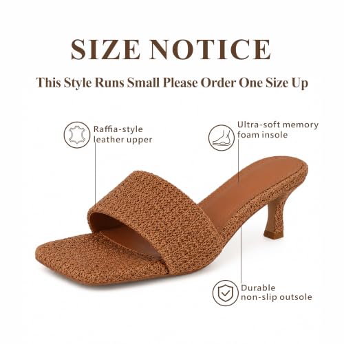 Image of Raffia Sandals Womens Heeled Sandals Comfortable 2 Inch Kitten Heels Lightweight Square Toe Summer heels