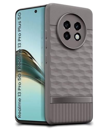 Image of WOW IMAGINE Back Cover for Realme 13 Pro 5G | Realme 13 Pro Plus 5G with Hexa Cube Design | Soft Rubberised Case | Inner Velvet Fabric | Matte Silicone Flexible Mobile Case | Camera Protection - Grey