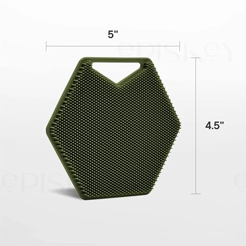 Image of Episkey Body Scrubber - Exfoliates & Deep Cleans - Silicone Shower & Bathroom Accessory with Bespoke Bristles and Ergonomic Handles (Army Green)