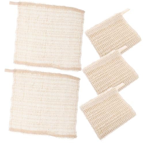 ELAYARD 5 Piezas Toallas Exfoliantes de Baño de Algodón y Lino Suaves y Absorbentes para Limpieza Corporal para Ducha y Masaje Diseño Colgante Práctico