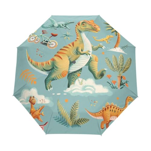 Parapluie pliant automatique dinosaure robuste et léger anti-UV pour enfants