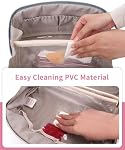 Wandering Nature Travel Makeup Bag, Quilted Large Capacity Organizer, Open Flat Toiletry Bag for Women with Divider & Handle