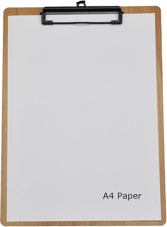 Wooden Clipboard Durable MDF Clipboard A4 Letter Size for Office Low Profile Clip 2 Packs Brown