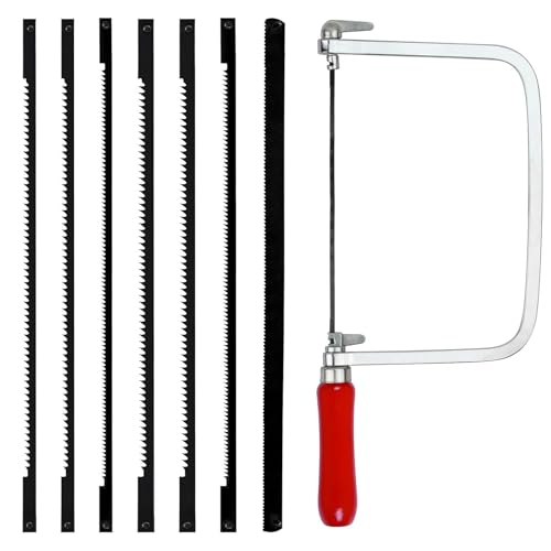 NCCHDZSW Laubsäge mit 7 Laubsägeblätter Verstellbare Laubsägenfür Holz Dekupiersäge 360 Grad drehbar Sortierte Sägeblätter Metallsäge für Metall und Holz Präzise Schnitte