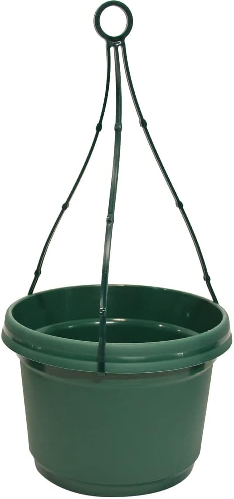 Plastic Hanging Flower Pot, (9 inch, Hunter Green) 5 Pack