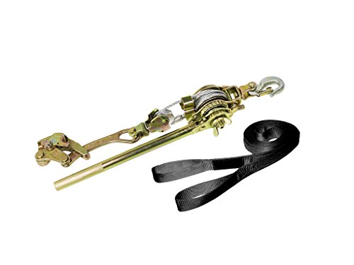 ZIPLINEGEAR Zip Line Tensioning Kit, Cable Grab for 3/16\" - 3/4\" Cable, 2 Ton Ratchet Winch, 8FT Lanyard to Wrap Around Tree
