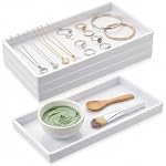 Teenyyou 4 Pcs DIY Esthetician Supplies Face Mask Skincare Tray Plastic White Serving Tray Women Skincare Products for Spa Salon Aesthetician Beauty, Nail Art, Mask Body Care Bathroom