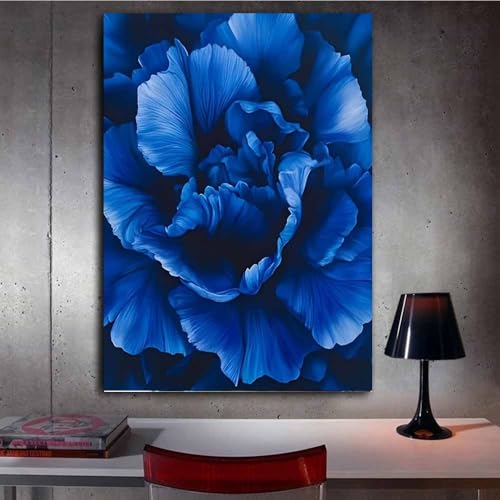 Art wall pivoine bleu foncé TERUEA, œuvre murale premium horizontale - 3