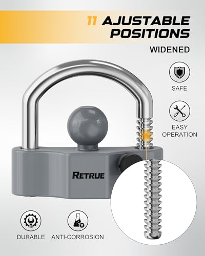 Image of RETRUE Heavy-Duty Universal Widened Coupler Lock Fits 2-5 /16 Inch Trailer Ball Locks Hitch Trailer Hitch Lock Adjustable Security Steel Fits 1-7 /8 Inch, 2 Inch, 2-5 /16 Inch Couplers, Upgraded Gray