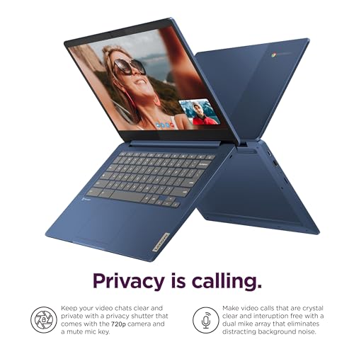 Image of Lenovo Chromebook 14 Laptop (14 inch FHD Touchscreen, 8-Core 2.0GHz Processor, 4GB RAM, 192GB (64GB eMMC + 128GB SD Card)), IST HUB, Anti-Glare, Webcam, 13-Hr Long Battery Life, Chrome OS w /Google AI