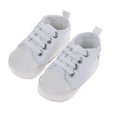 Amazingdeal 1 par de sapatos esportivos para meninos e meninas com punhos para crianças, Branco, 12