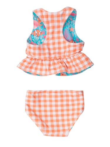 Image of RuffleButts Baby /Toddler Girls UPF50+ Sun Protected Reversible Peplum 2 Piece Sleeveless Tankini
