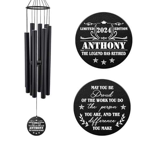 Image of Personalized Retirement Wind Chimes for Outside, 36 inch Happy Retirement Gift for Women, Men, Coworker, Colleague, Boss, Teacher, Nurse, Friend, Going Away Garden Patio Decor