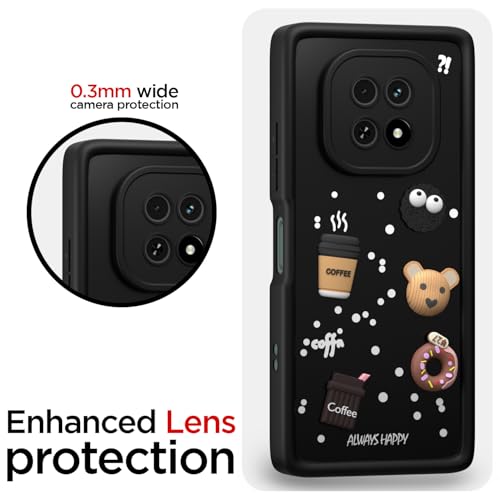 Image of Pikkme Bumper Case for Realme C63 5G | Cute Fun Cartoon 3D Bear Silicone Full Body Protection Back Cover (Black)